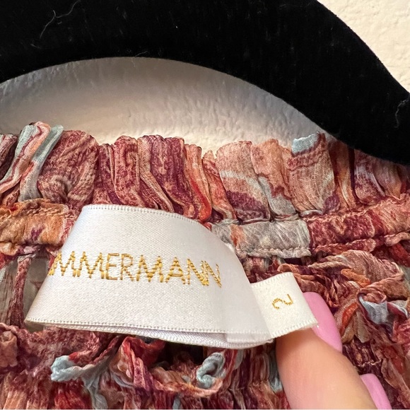 Zimmerman 100% silk floral tank with ruffled detail on neck and sleeve size 2 - Picture 3 of 4